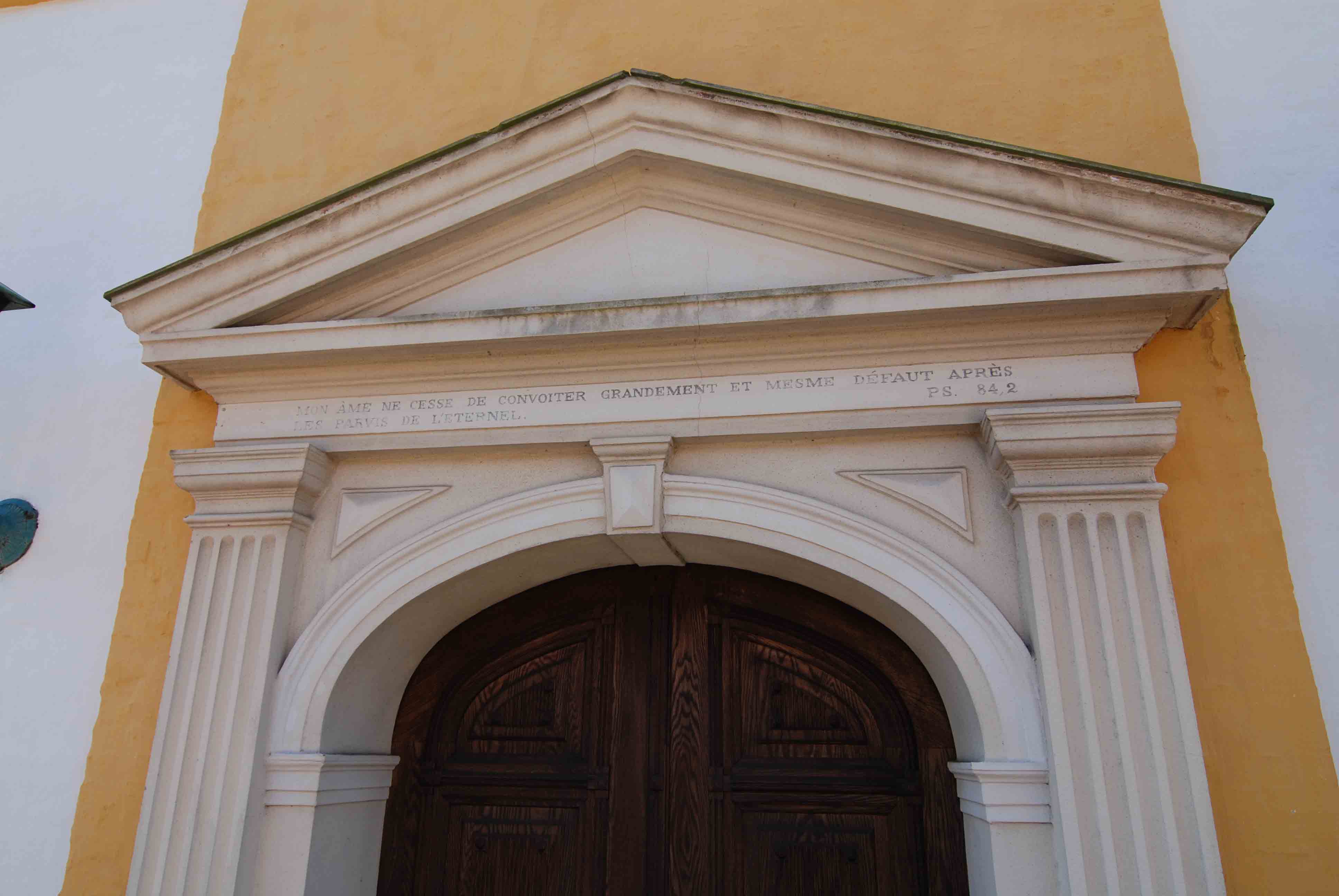 Inscription over the door on the Reformed Church in Fredericia, Denmark